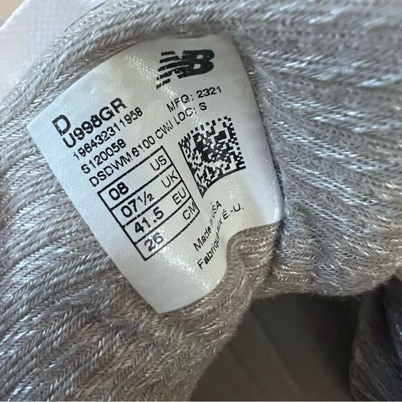 NEW BALANCE Made In USA 998 Cor MEN’s Suede Sneakers Like NEW US 8 - Picture 9 of 10